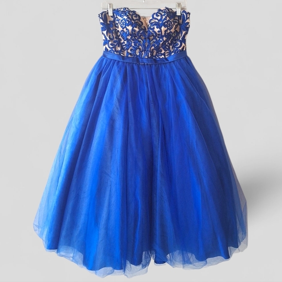 Rachel Allan Royal Blue Birthday Strapless Tutu Women"s Dress Size 12 - Picture 3 of 7